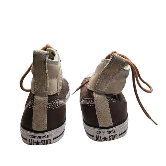 Converse Leather Brown Mid Top Unisex Sneakers Women's 12.5 Men's 10.5 - Picture 6 of 8